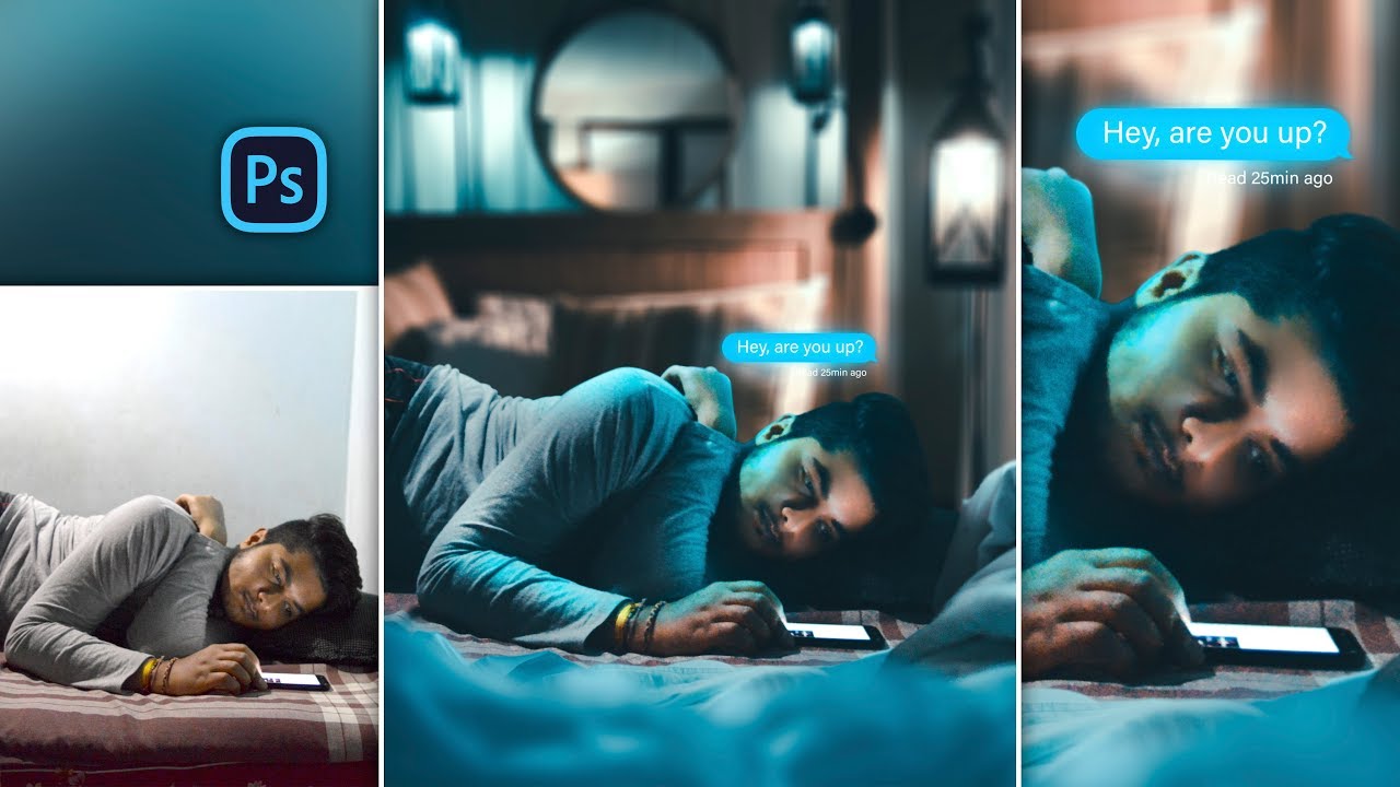 How to Edit Like @Calop in Photoshop | Man Sleeping & Chatting on Mobile | Fantasy Photo Editing