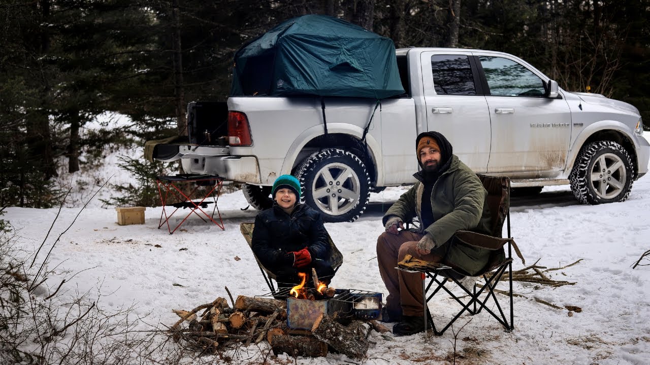 Truck Camping with Roof Top Tent - Winter Overnighter