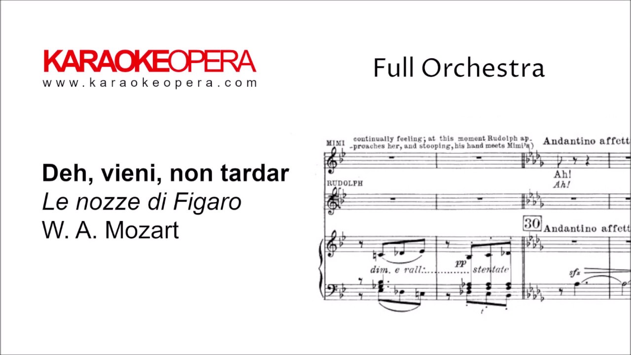 Karaoke Opera: Deh, vieni, non Tardar - Le Nozze di Figaro(Mozart) Orchestra only with printed music