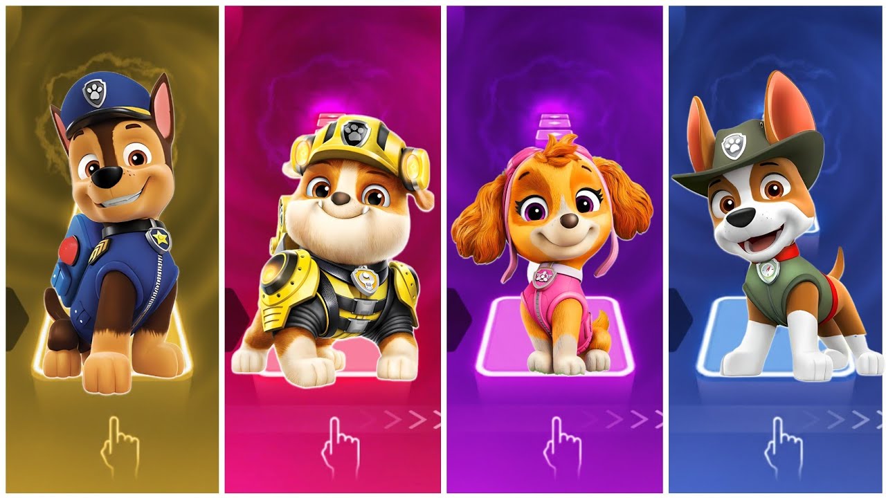Chase 🆚️ Rubble 🆚️ Skye 🆚️ Tracker 🆚️ Paw Patrol - Tiles Hop Edm Rush