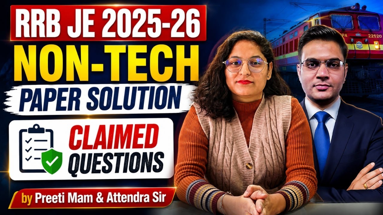 RRB JE 2025-26 Non-Tech Paper Solution | Challengable Questions ⚠️ By Preeti Mam & Attendra Sir