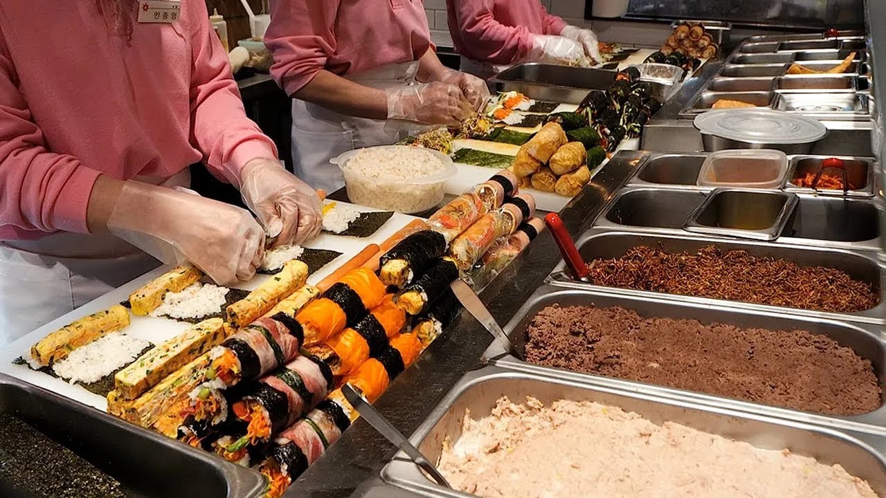 Making Various Korean Kimbap Collection