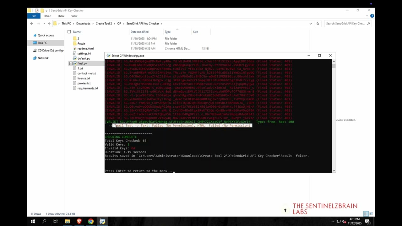 SendGrid API Key Checker and SMTP Sending Test