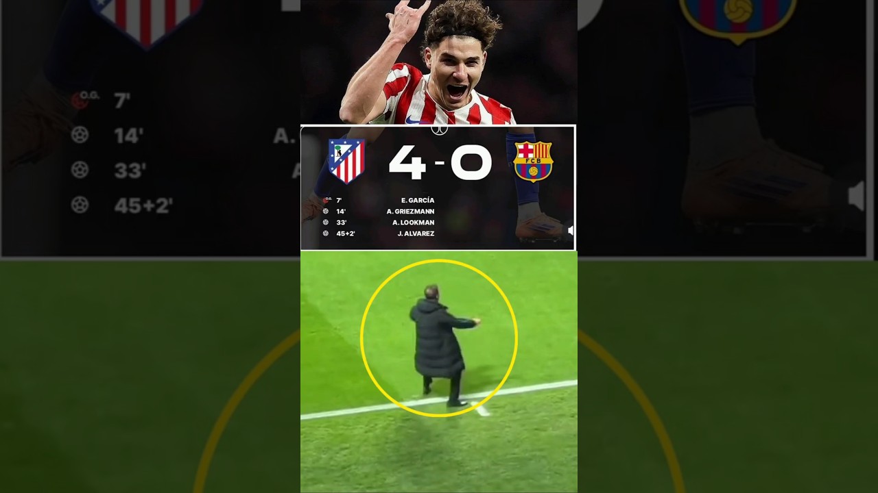 Diego Simeone Reaction When Atletico Madrid Scored 4 -0 Against Barcelona 😂 #barcelonaatleticomadrid