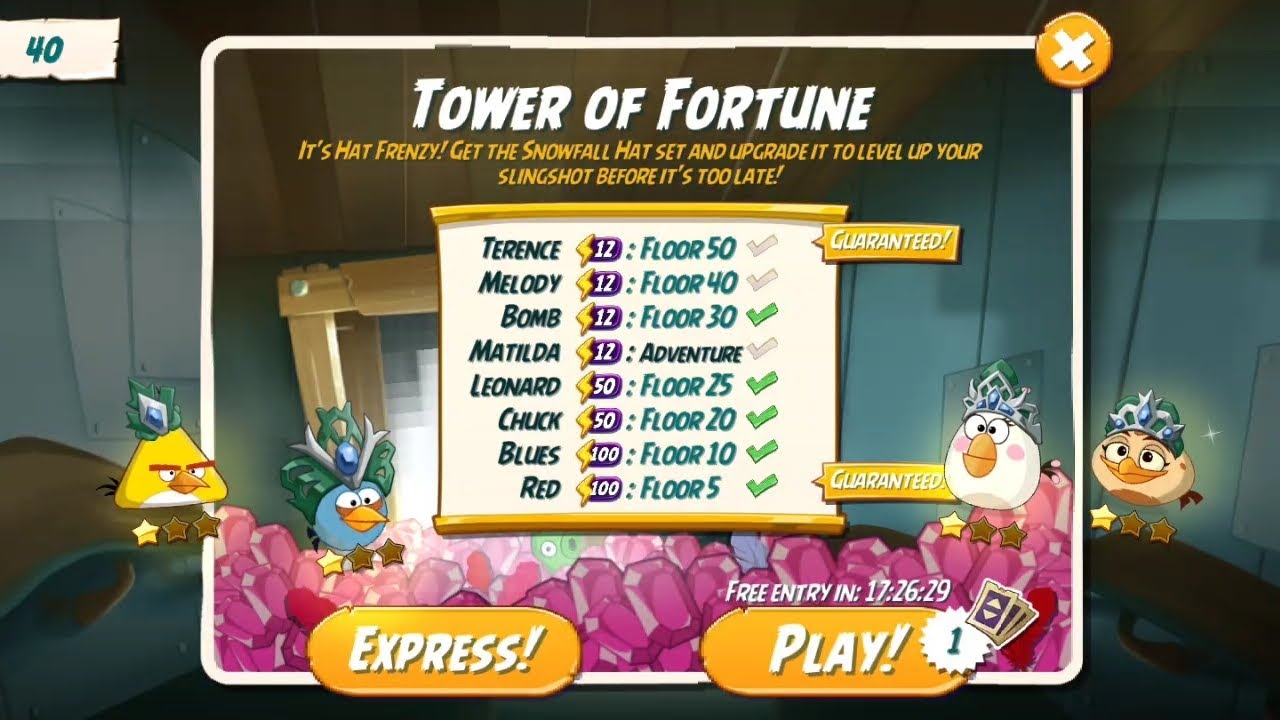 Day 3 for SNOWFALL HAT | Tower of Fortune | Angrybirds2 