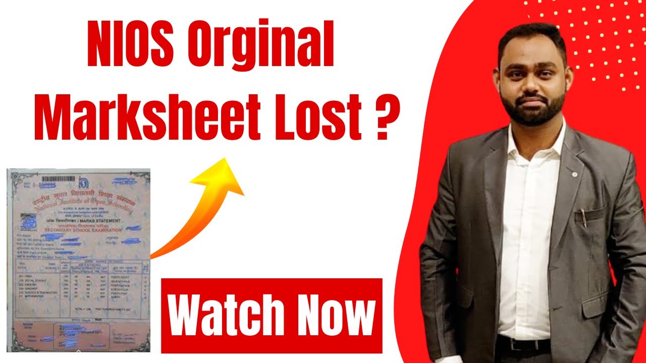 NIOS Orginal Marksheet Lost ?