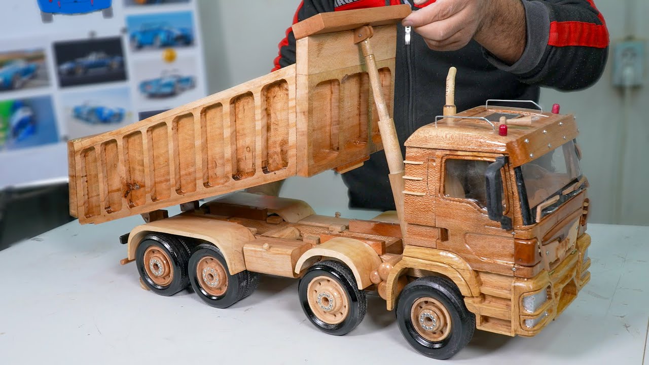 Wooden MAN Dump Truck - Handmade Functional Wooden Truck Model | Satisfying Woodworking Art
