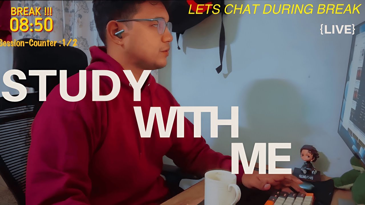 Study With Me LIVE | 40/10 Pomodoro | Rain Sound For Focus and Productivity | DAY 2