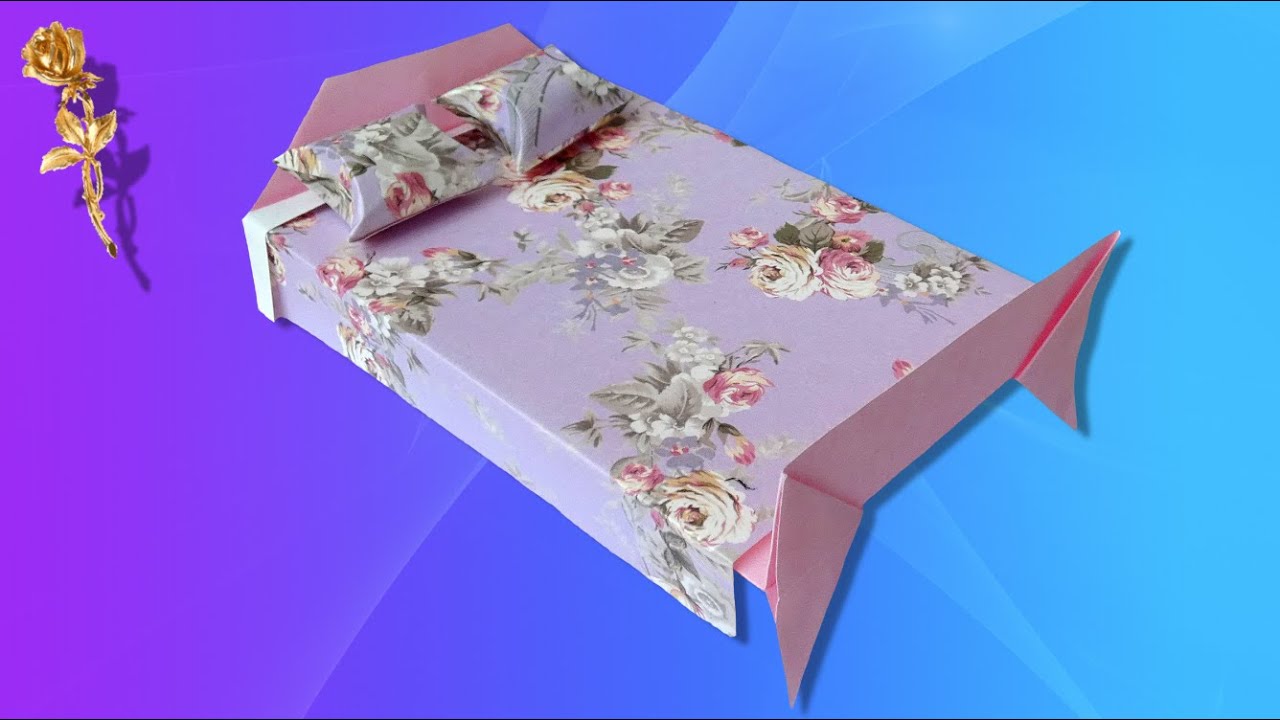 Origami facile : 🛏️ Lit de poupée avec couverture et oreillers