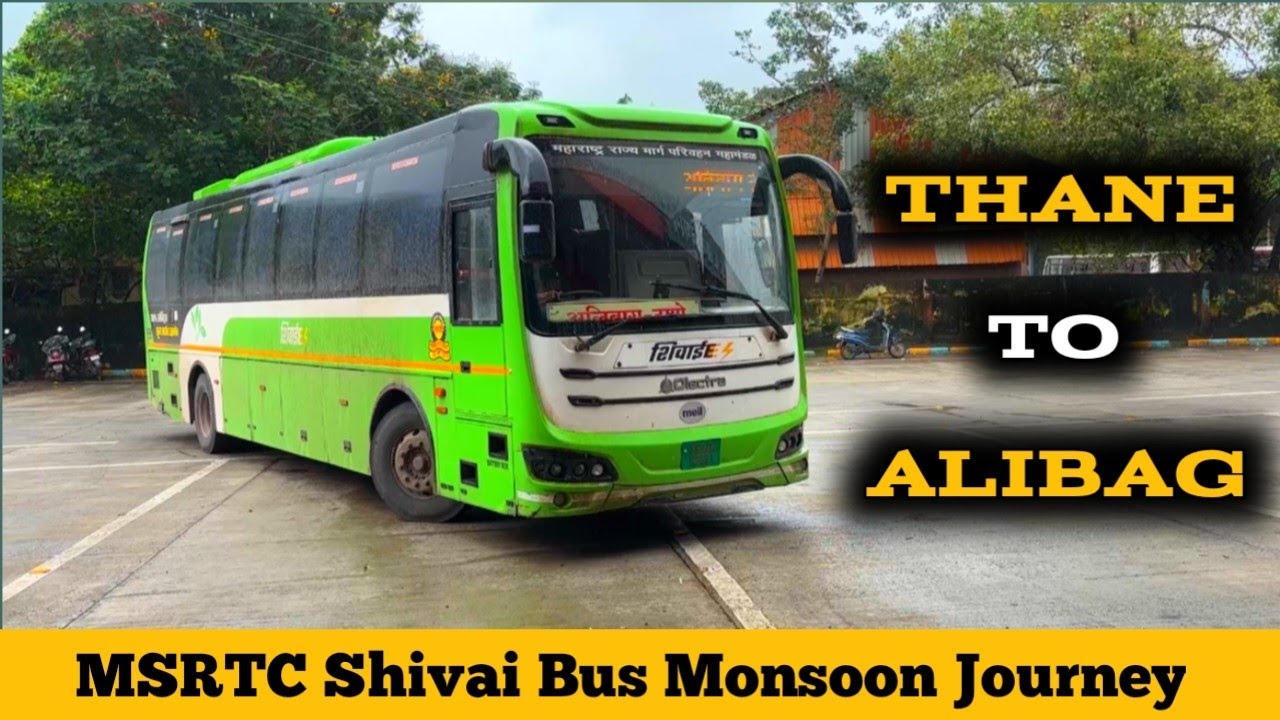 Thane To Alibag MSRTC Shivai Electric Bus journey In Monsoon #msrtc #bus 