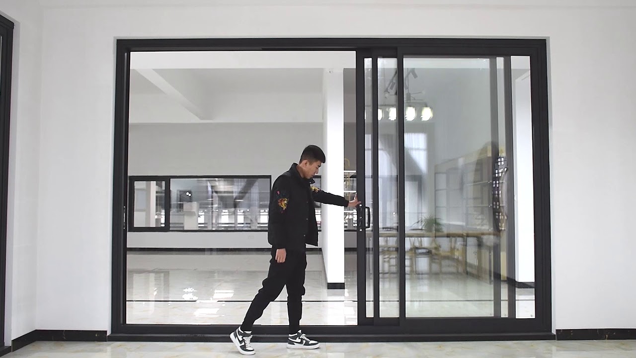 Three track aluminium sliding door with modern design