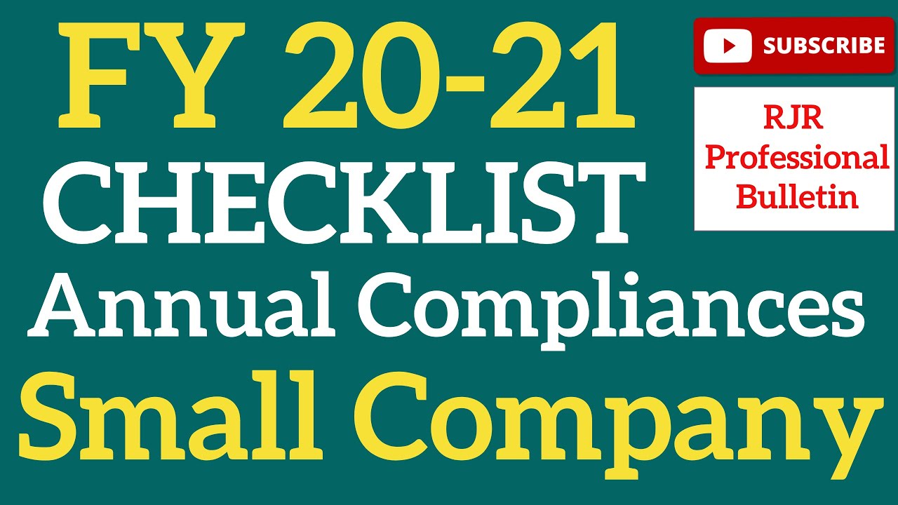Annual Compliances FY 20-21 | Small Companies | R J R Professional Bulletin