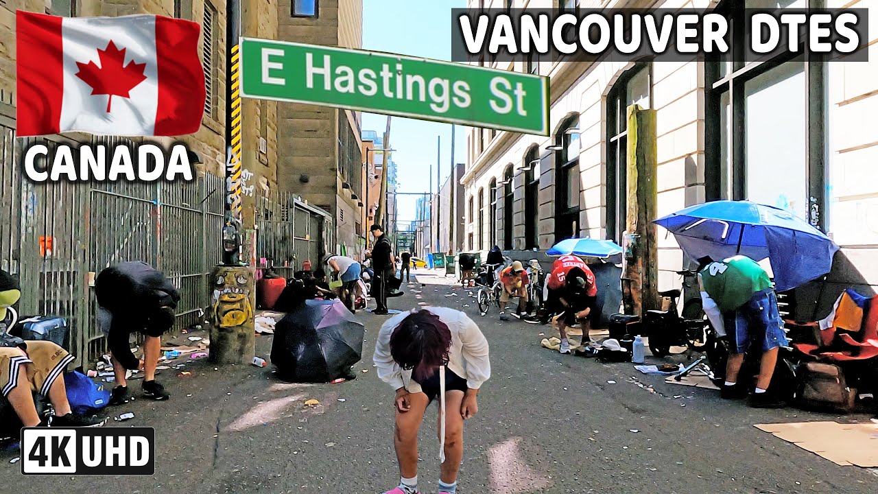 🇨🇦 【4K】 East Hastings St. Downtown Vancouver BC, Canada. Street Walk. July 2025. Go Pro Hero 10.