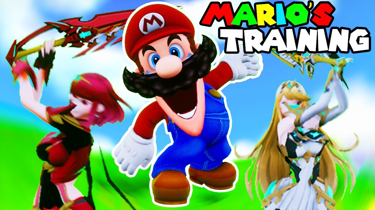 Mario teaches Pyra and Mythra how to SMASH