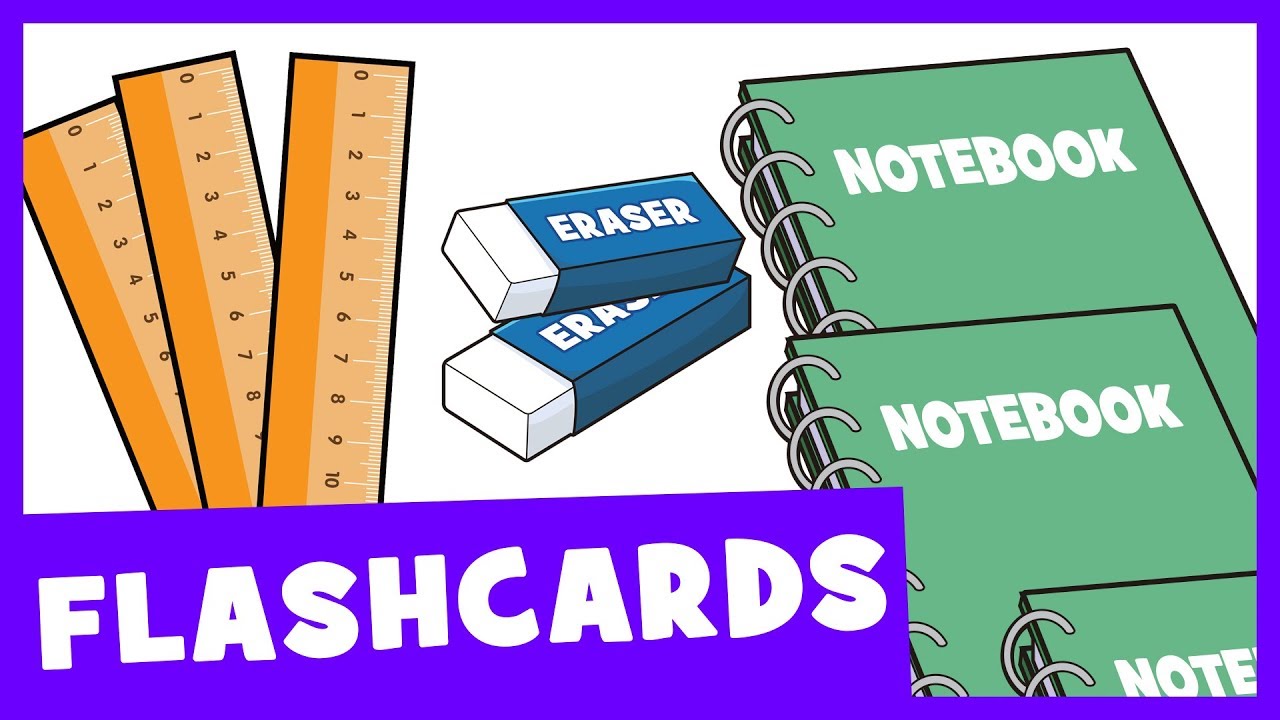 Learn School Supplies (Singular and Plural) | Talking Flashards