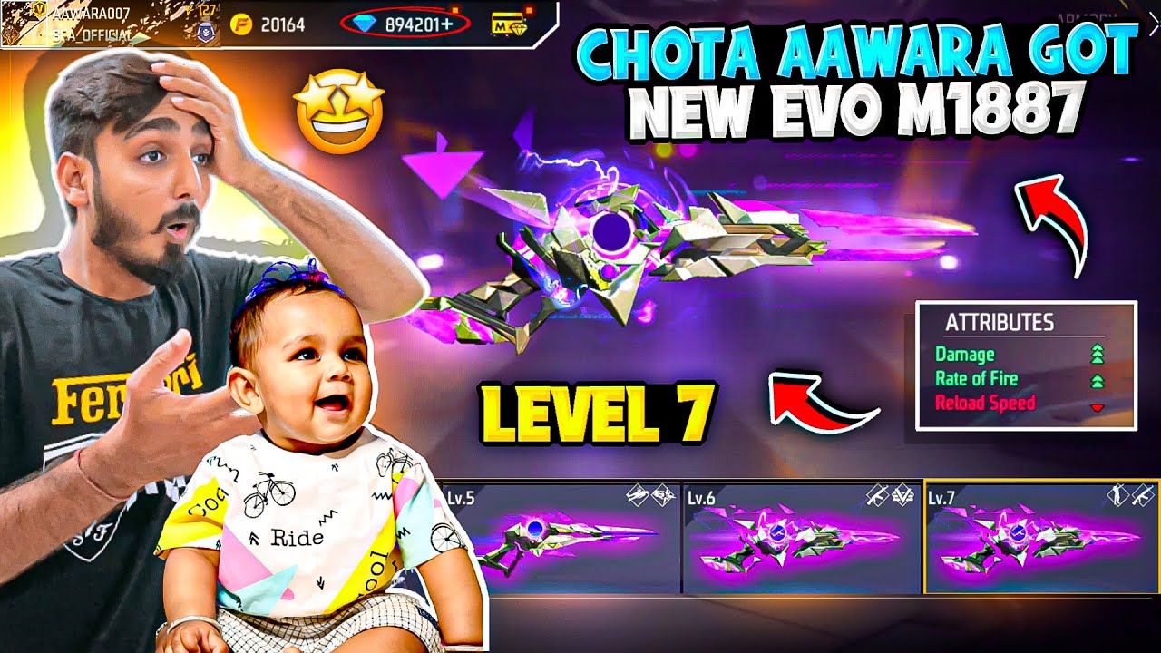 Gifting To Chota Aawara Evo Max Level 7 😍 M1887 Free || Free Fire