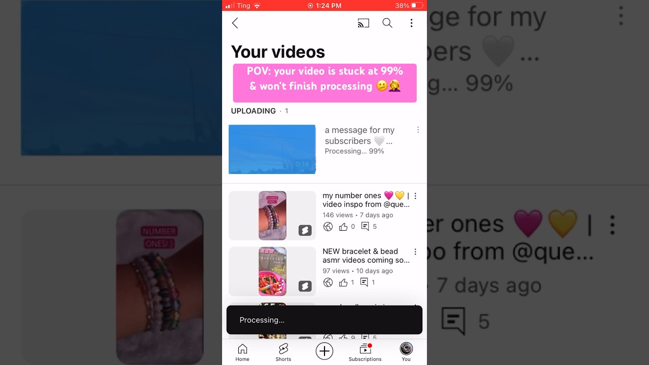 POV: your video is stuck at 99% & won&rsquo;t finish processing 🫤🤦&zwj;♀️ #shorts #video #processing #stuck