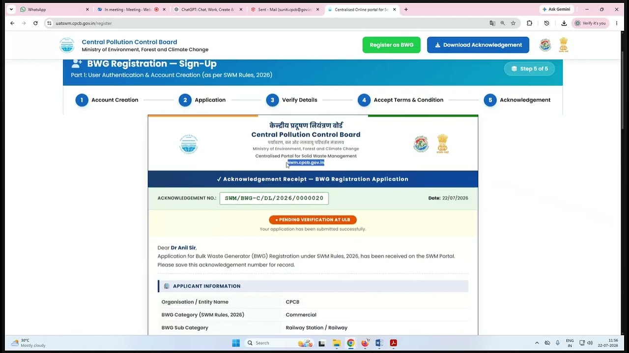 BWG registration on CPCB