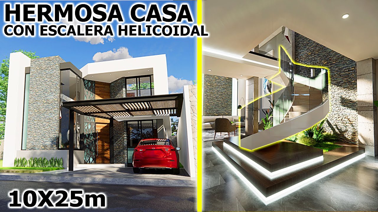 LA CASA CON LA ESCALERA MAS BONITA EN 10X25m