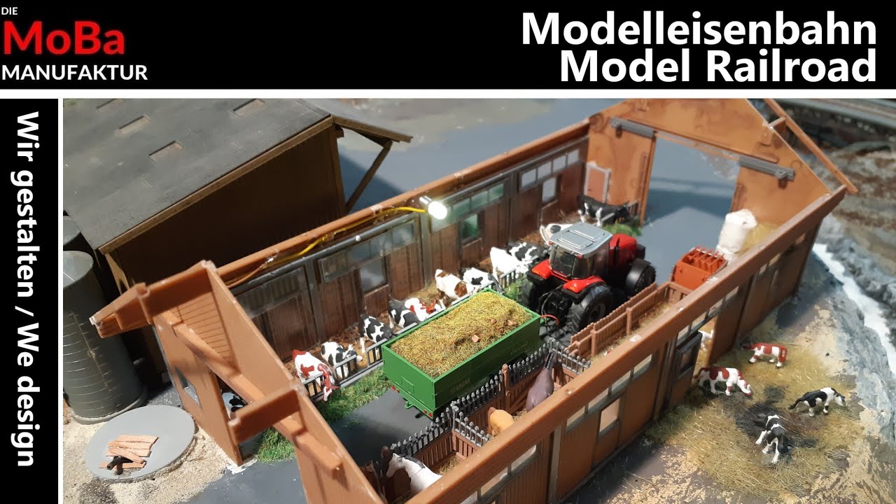 Modelleisenbahn H0 - GESTALTEN am Bauernhof Rinderstall Pferdeboxen Kälber Kühe / Bau Roco Anlage