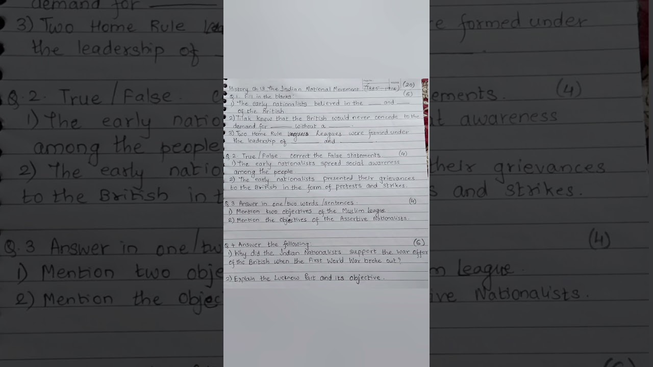 ICSE history 8th standard chp 13 practice paper