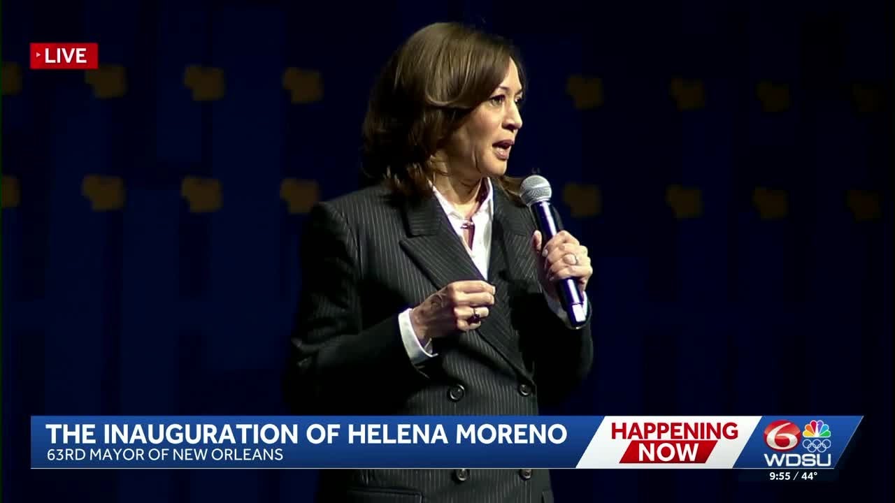 Former VIce President Kamala Harris introduces Helena Moreno as next mayor of New Orleans