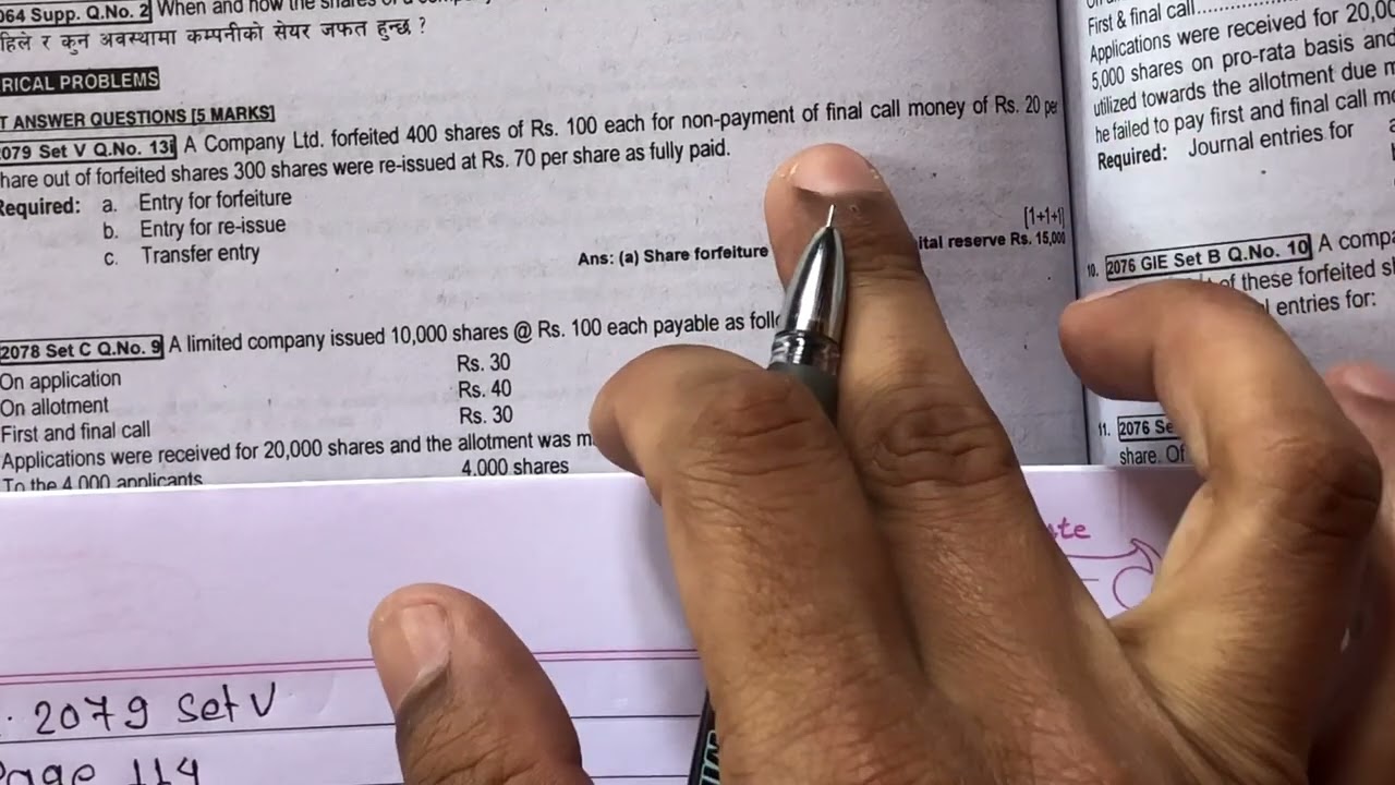 Share Forfeiture Class 12 || 2079 Final Exam Question Solution || Class 12 Account