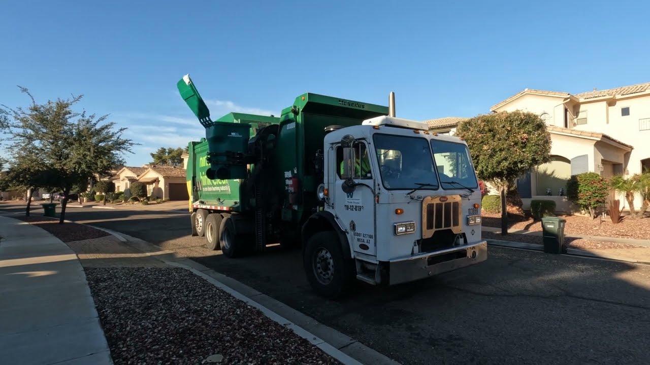 Waste Management's Peterbilt 320 McNeilus ZR Garbage Truck on Post Christmas Trash