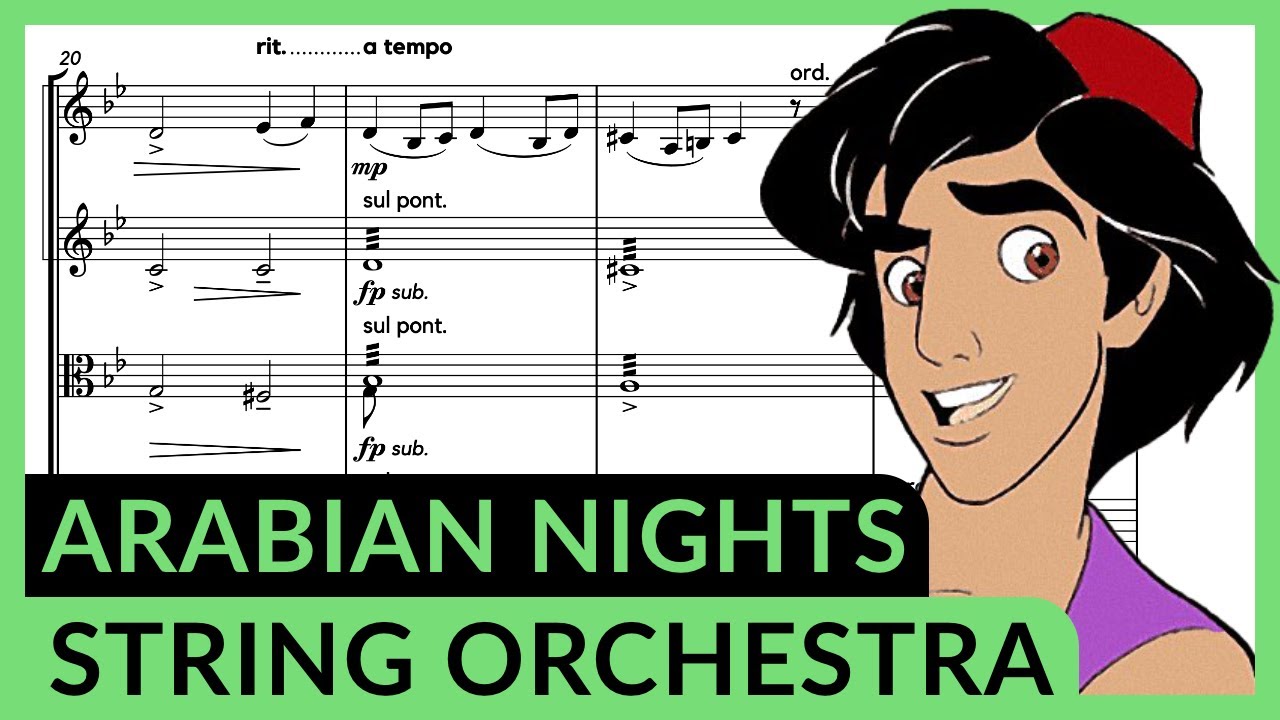 Arabian Nights from Aladdin, arranged for String Orchestra/String Quintet | Sheet music demo