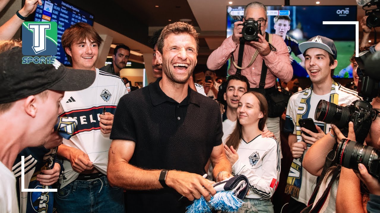 Thomas Müller GETS a WELCOME blanket from Vancouver natives as he ARRIVES to the Whitecaps