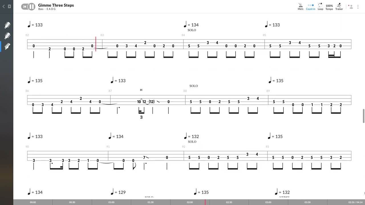 Lynyrd Skynyrd - Gimme Three Steps (BASS TAB PLAY ALONG)