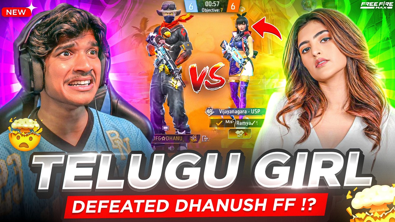 TELUGU GIRL 😈 DEFEATS DHANUSH FF ?? | 1 vs 1 🔥 | FREE FIRE TELUGU #dfg #freefire