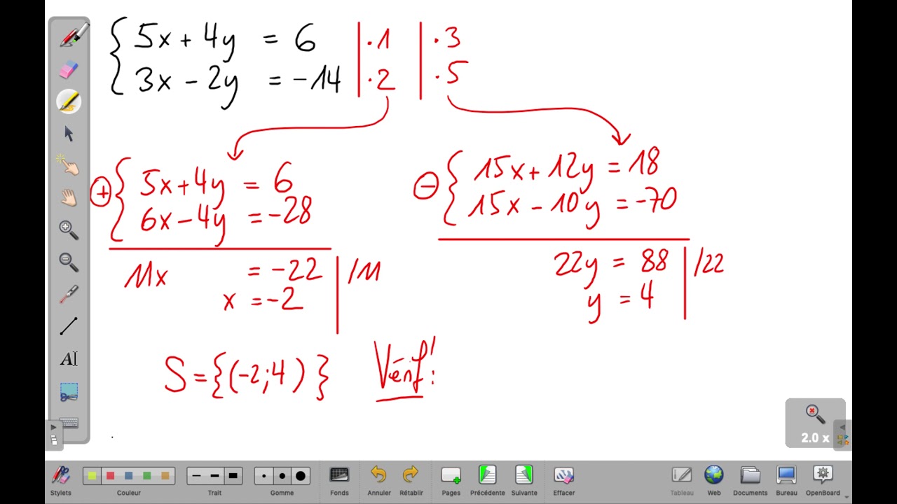 Systèmes d'équations: méthode d'addition