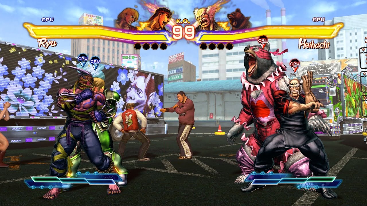 Ryu & Ken vs Heihachi & Kuma! Awesome AI Brawl!