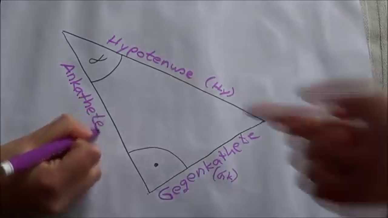 Die Seiten eines rechtwinkligen Dreiecks benennen(Gegenkathete, Ankathete, Hypotenuse)