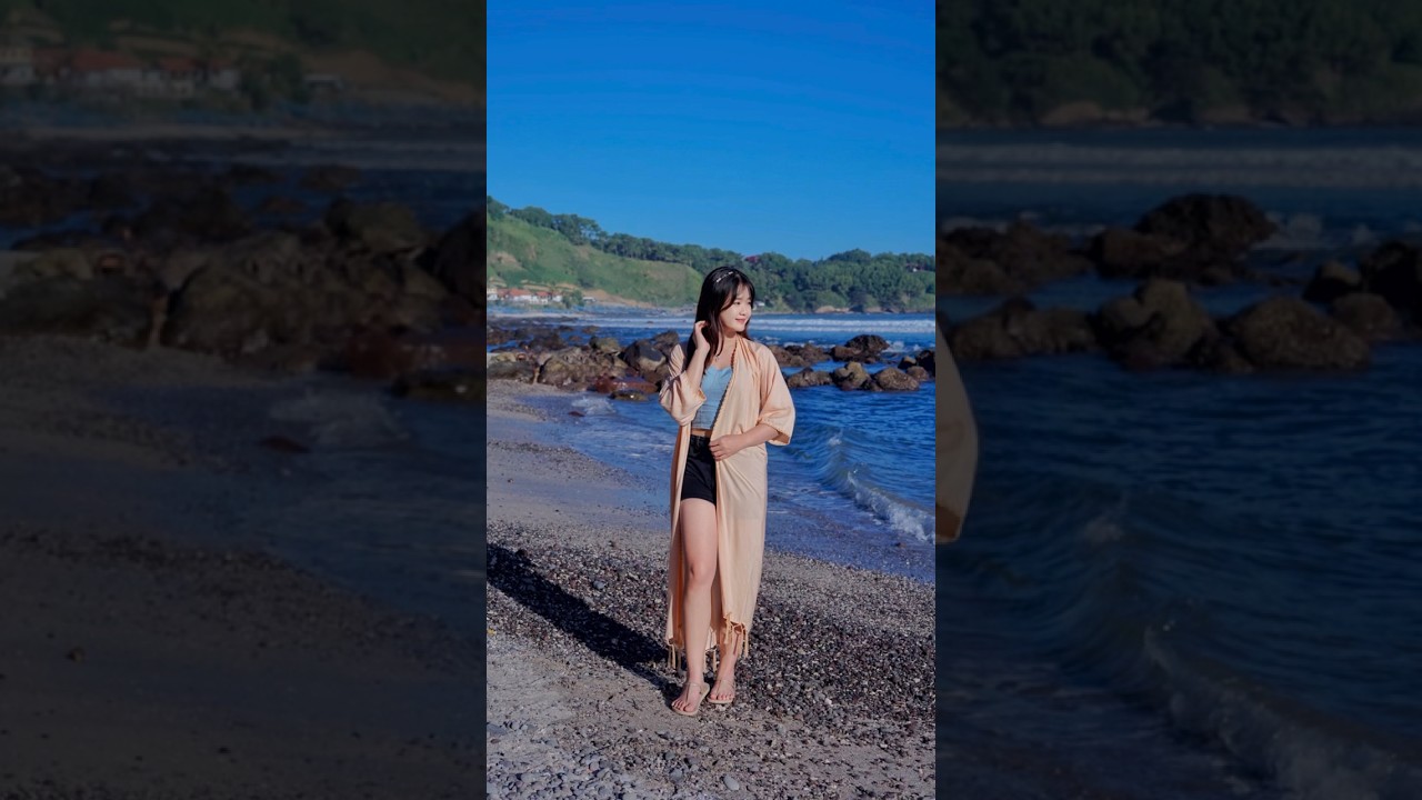Inspirasi pose foto di pantai buat yang Kaku #shorts #photography