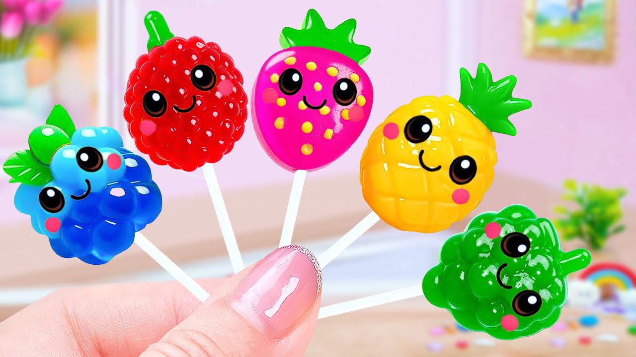 Adorable Rainbow Fruit Lollipops 🌈🍭 How To Make Mini Fruit Jelly ✨ Yummy Little Cakes