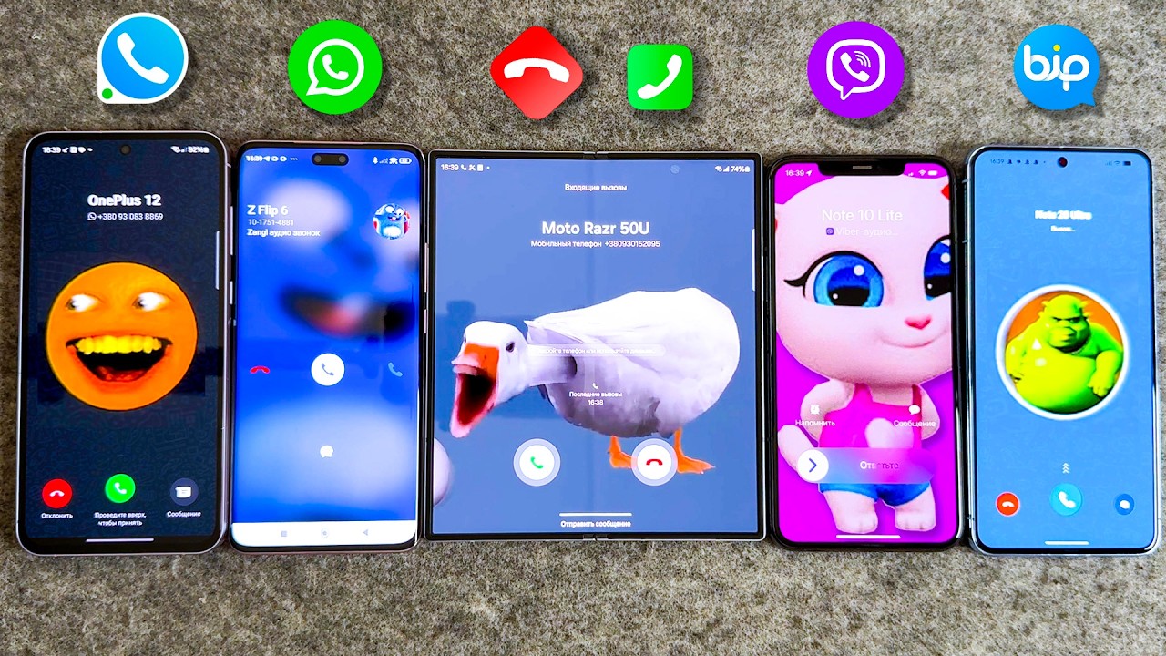 Viber Xiaomi VS WhatsApp Pixel VS iPhone BiP VS Samsung A55 Zangi VS Z Fol 6 Incoming Call