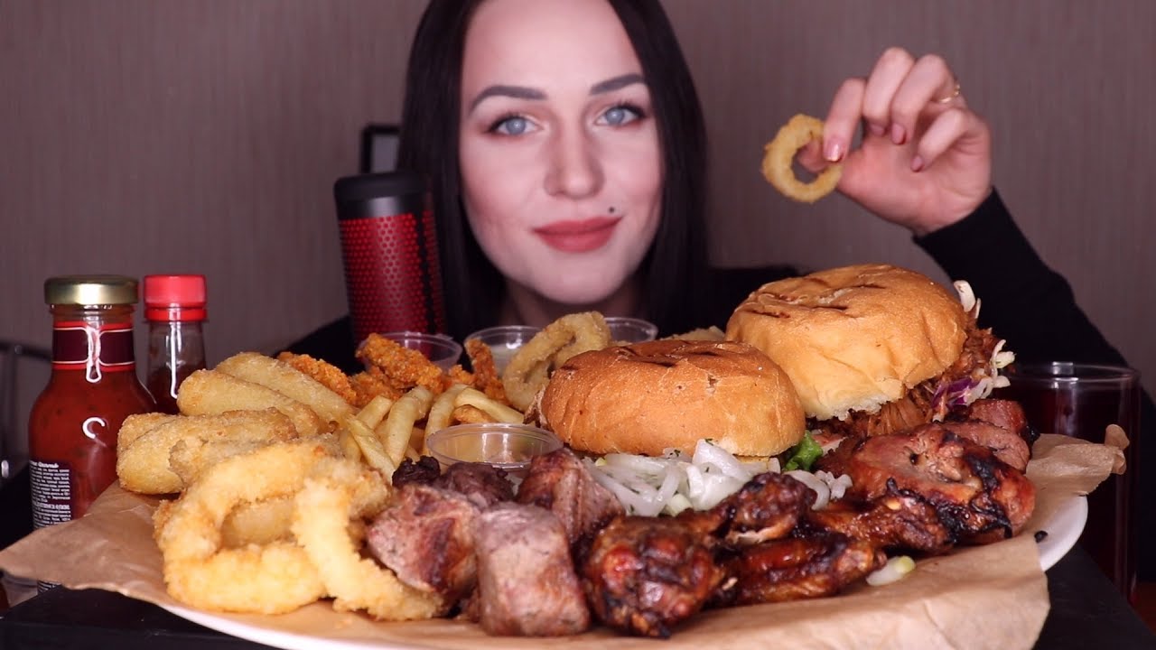 Eating | Бургеры, блюда в панировке, шашлык | Burgers, breaed didshes, barbecue (mukbang)