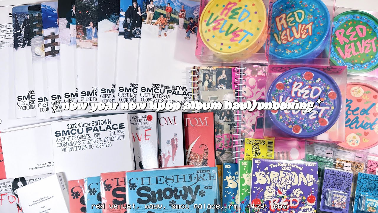new year new kpop album haul/unboxing ✮ red velvet, smcu palace, wayv, bts rm, itzy, boa !
