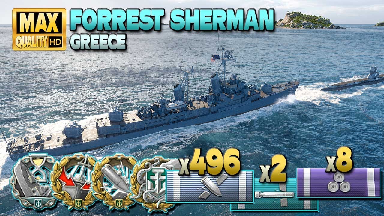 Эсминец «Форрест Шерман»: террор DAKKA на карте Греции - World of Warships