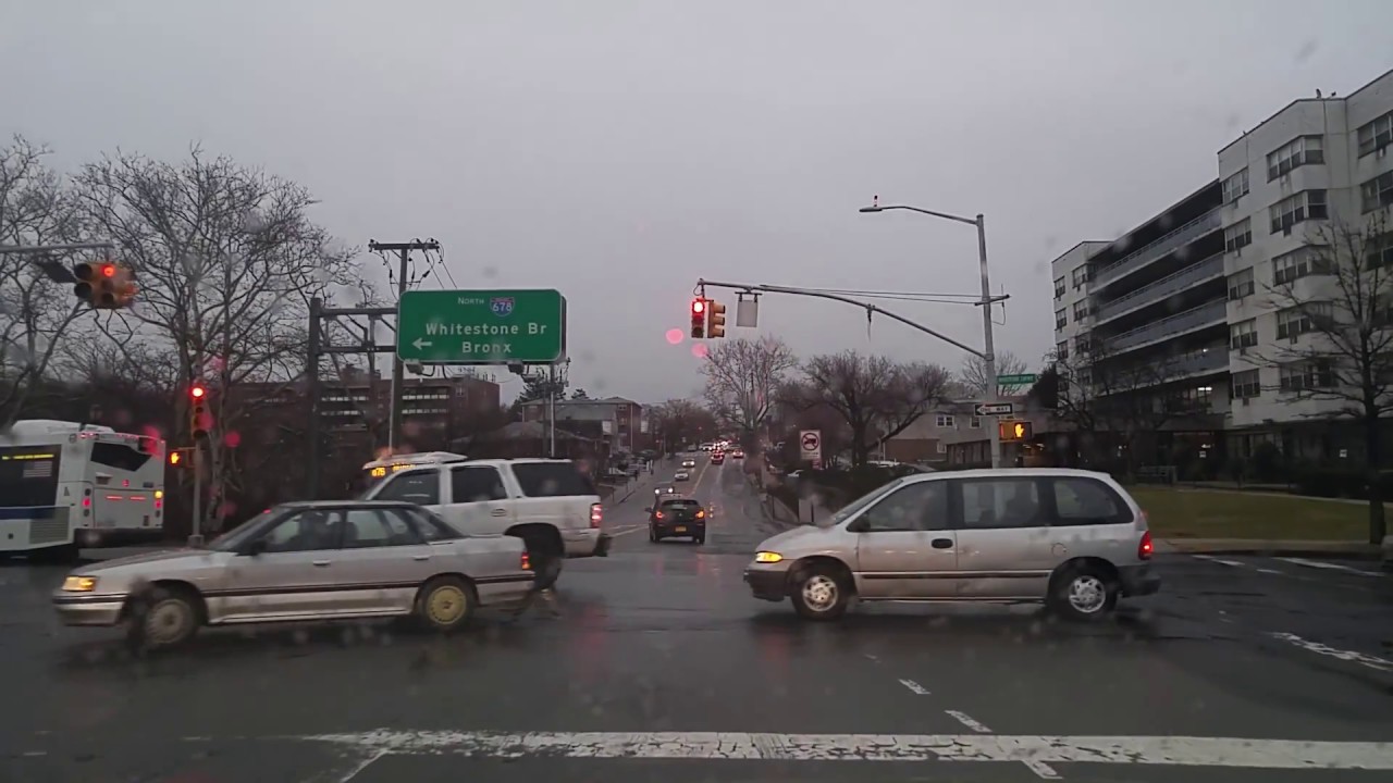 Driving from Whitestone to Flushing in Queens,New York