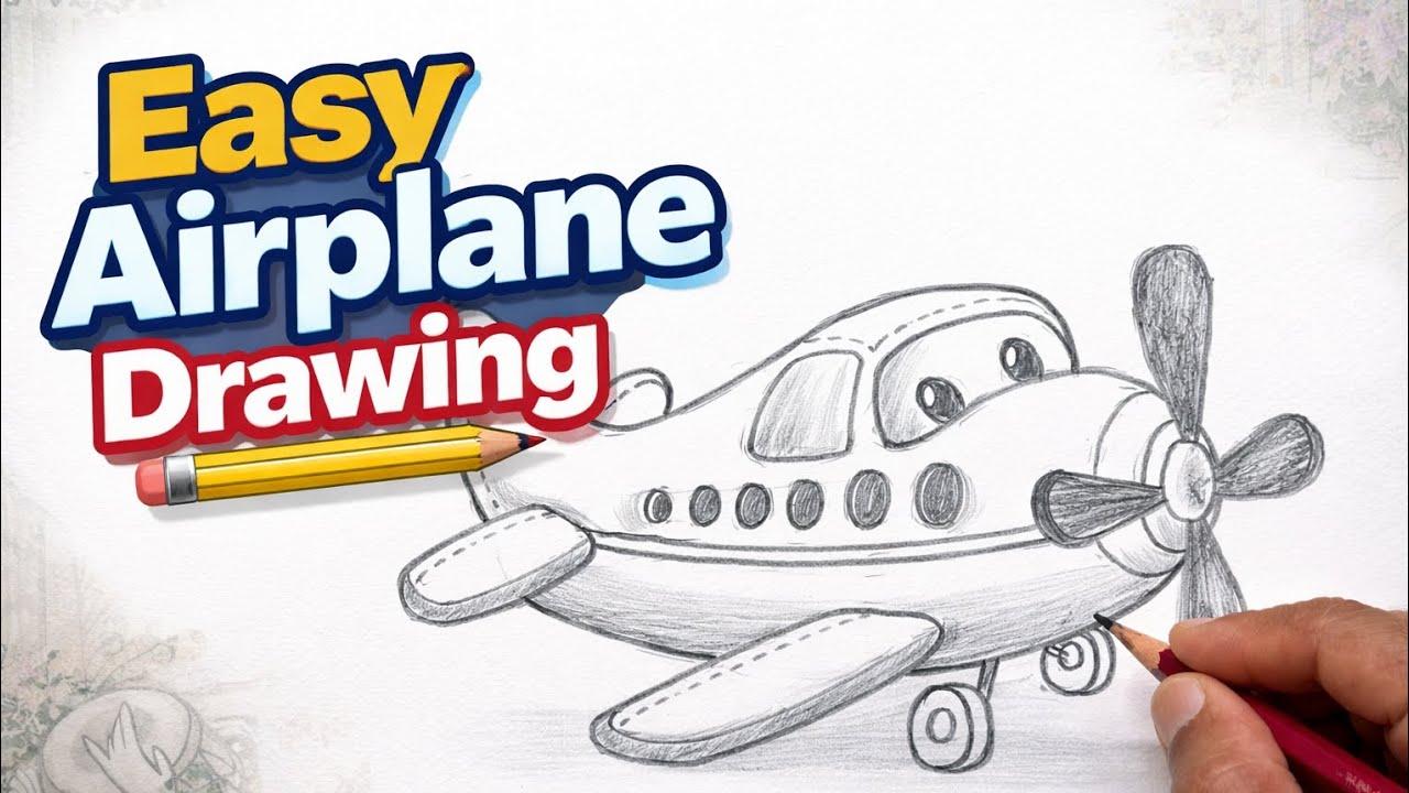 Easy Aeroplane Drawing ✏️ | Cute Cartoon Airplane Sketch | सोपे विमान ड्रॉइंग