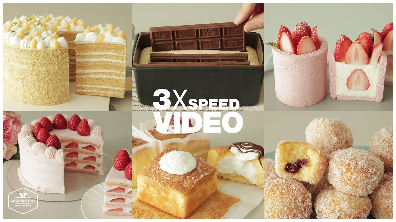 #91 케이크, 디저트 베이킹 영상 3배속으로 몰아보기 : 3x Speed Cake, Dessert Baking Video | Cooking tree