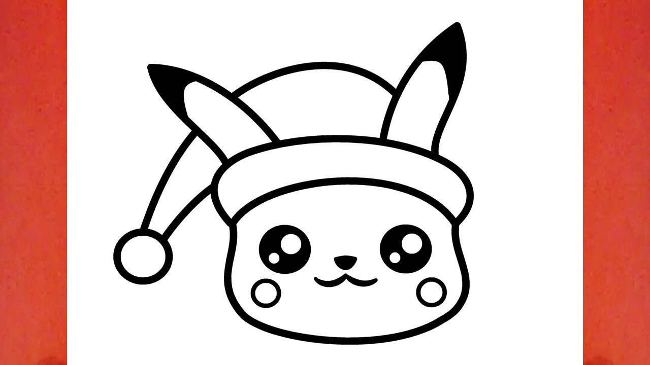 HOW TO DRAW CUTE PIKACHU WITH A CHRISTMAS HAT