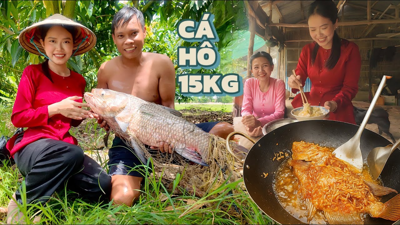 Vây bắt CÁ HÔ KHỦNG 15KG - 2 mợ về ra mắt nhà nội ông Hội Đồng chung vui đám giỗ miền Tây