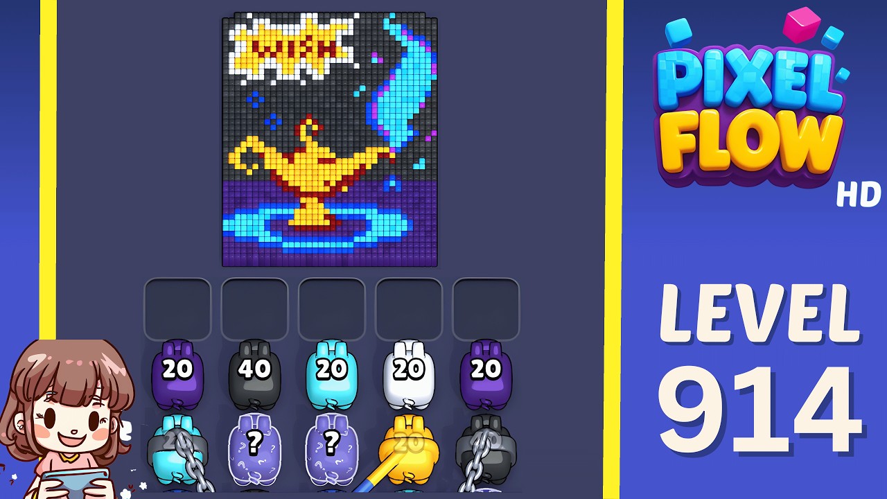 Pixel Flow Level 914 Solution Walkthrough
