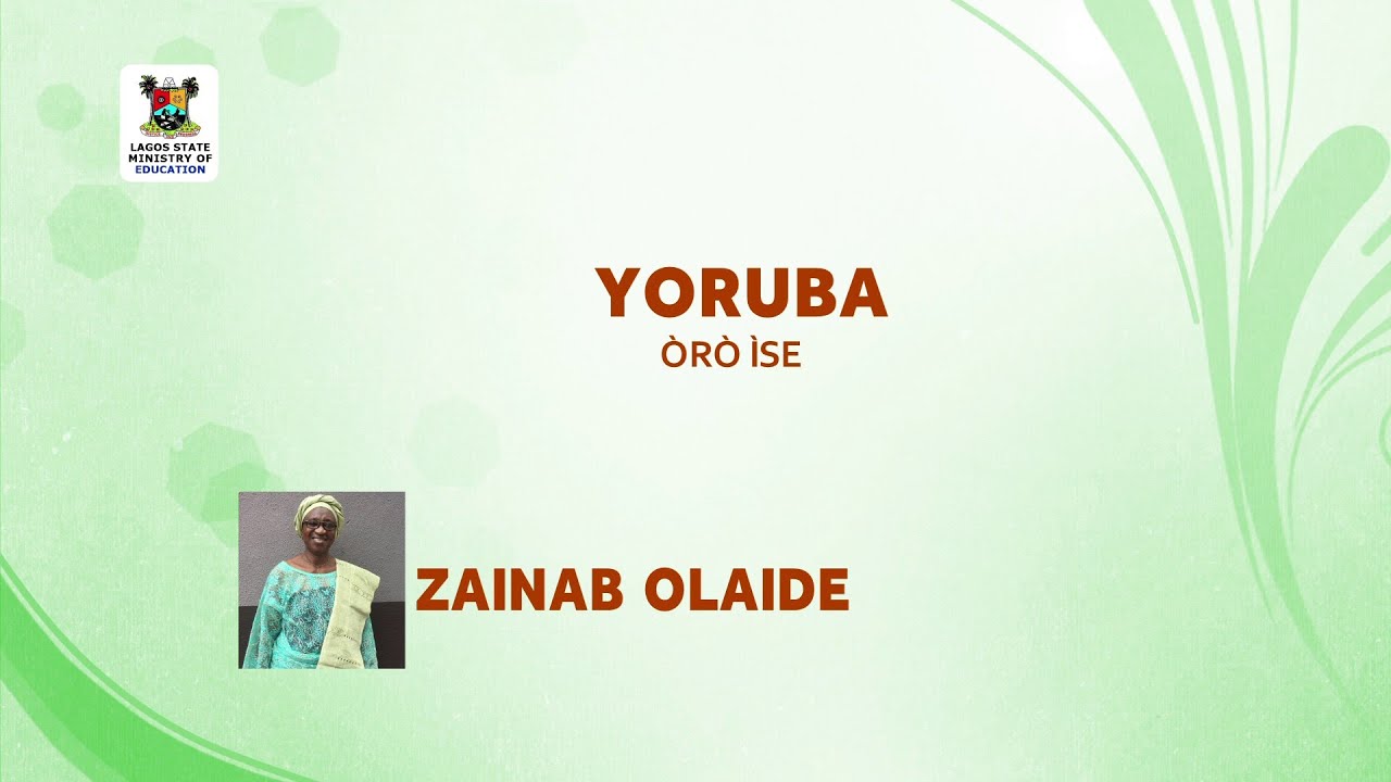 SS3 TV LESSONS: YORUBA LANGUAGE ORO ISE