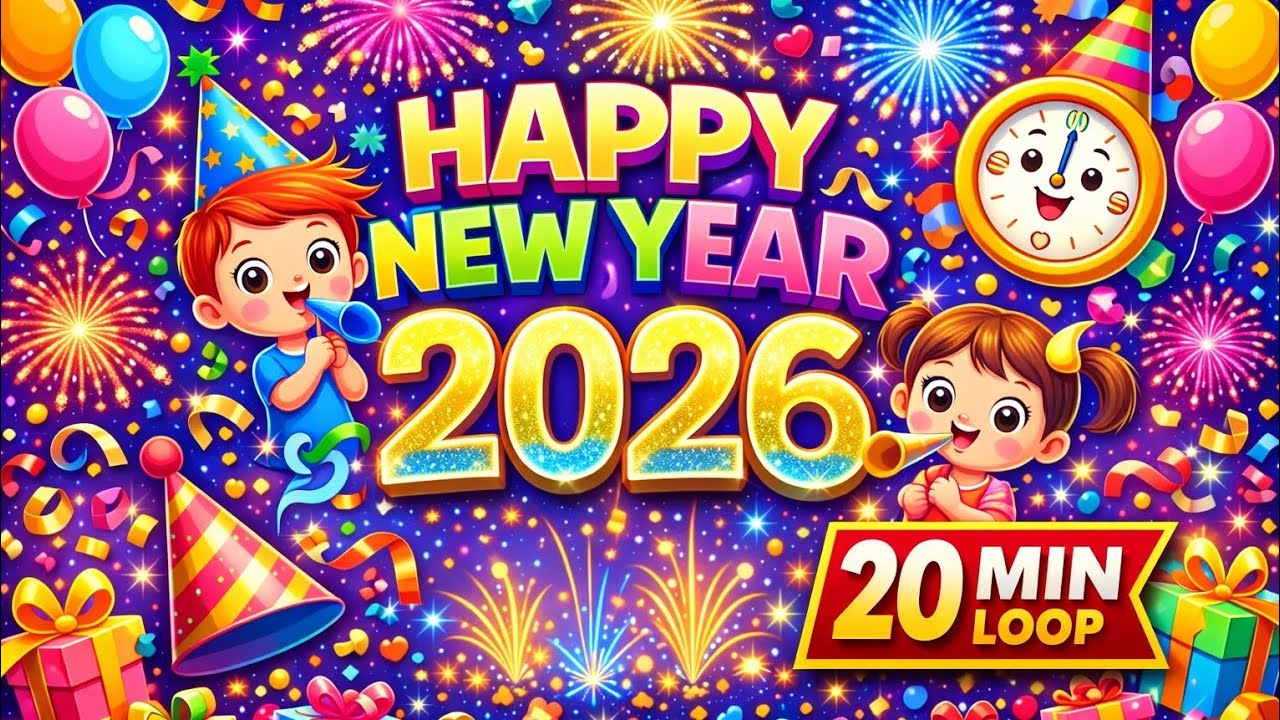 New Year 2026 Celebration 🎆 | Kids Party Song | 20 Minute Loop