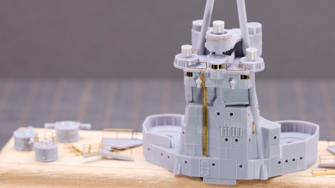 【1/350 戦艦 陸奥】製作記#8｜後部艦橋【艦船模型】